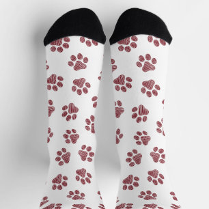 Doodle Paws, Dog Paws, Burgundy Paws Socks
