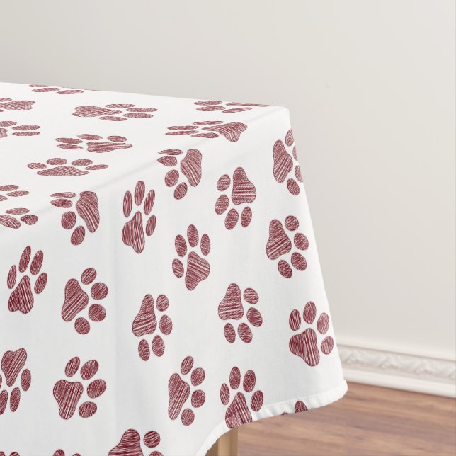 Doodle Paws, Dog Paws, Burgundy Paws Tablecloth (In Situ)