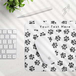 Doodle Paws, Dog Paws, Cat Paws, Black Paws Mouse Pad