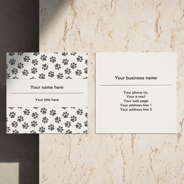 Doodle Paws, Dog Paws, Cat Paws, Black Paws Square Business Card (Creator Uploaded)