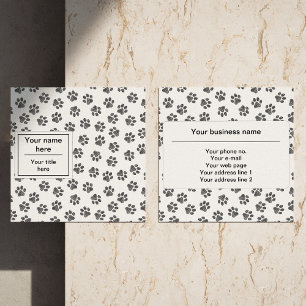 Doodle Paws, Dog Paws, Cat Paws, Black Paws Square Business Card
