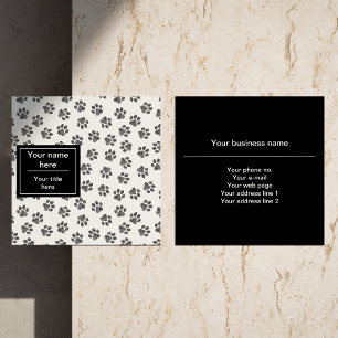 Doodle Paws, Dog Paws, Cat Paws, Black Paws Square Business Card