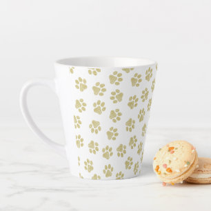 Doodle Paws, Dog Paws, Gold Paws Latte Mug