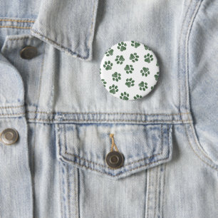 Doodle Paws, Dog Paws, Green Paws 2 Inch Round Button