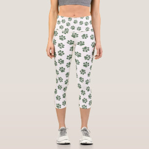 Doodle Paws, Dog Paws, Green Paws Capri Leggings