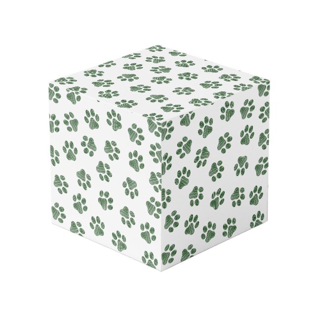 Doodle Paws, Dog Paws, Green Paws Cube (Front Angled)