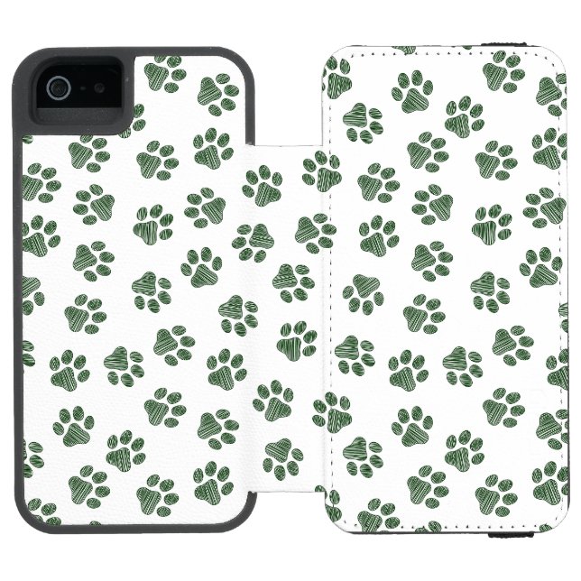 Doodle Paws, Dog Paws, Green Paws Incipio iPhone Wallet Case (Folio Open)