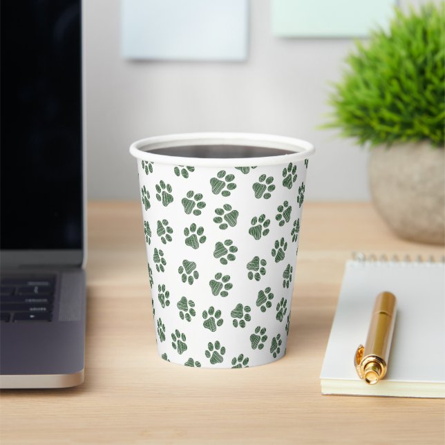 Doodle Paws, Dog Paws, Green Paws Paper Cups (Insitu)