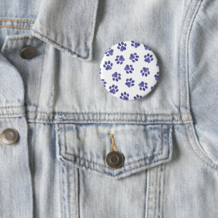 Doodle Paws, Dog Paws, Navy Blue Paws 2 Inch Round Button
