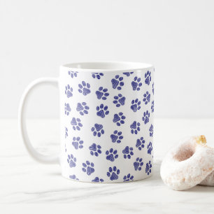 Doodle Paws, Dog Paws, Navy Blue Paws Coffee Mug