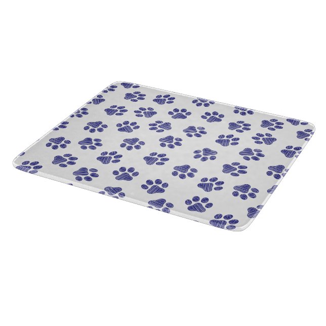 Doodle Paws, Dog Paws, Navy Blue Paws Cutting Board (Corner)