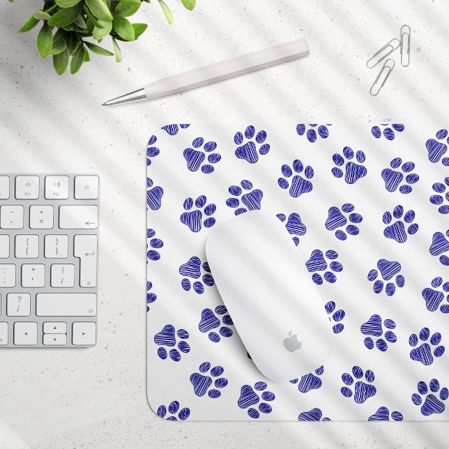 Doodle Paws, Dog Paws, Navy Blue Paws Mouse Pad (Creator Uploaded)