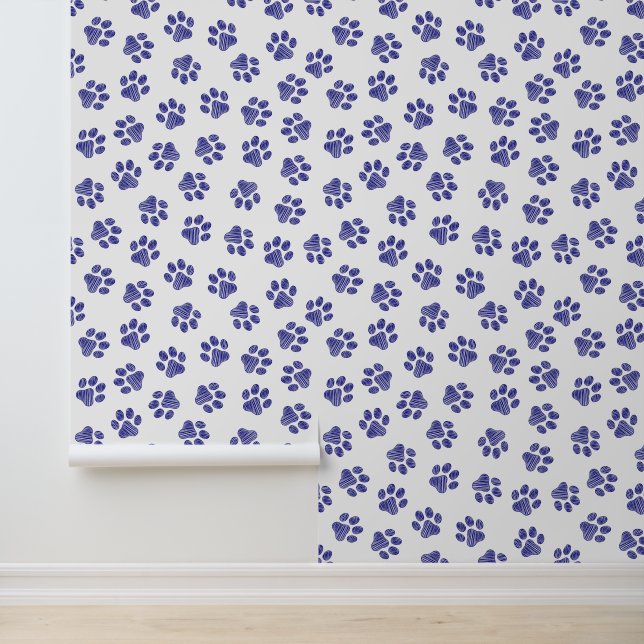 Doodle Paws, Dog Paws, Navy Blue Paws Wallpaper (Application)