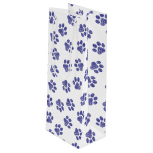 Doodle Paws, Dog Paws, Navy Blue Paws Wine Gift Bag