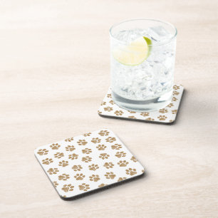 Doodle Paws, Dog Paws, Orange Gold Paws Coaster