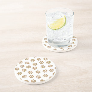 Doodle Paws, Dog Paws, Orange Gold Paws Coaster