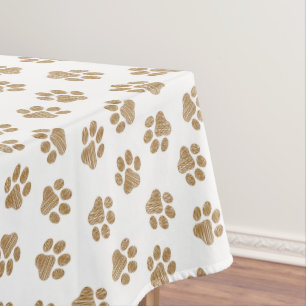 Doodle Paws, Dog Paws, Orange Gold Paws Tablecloth