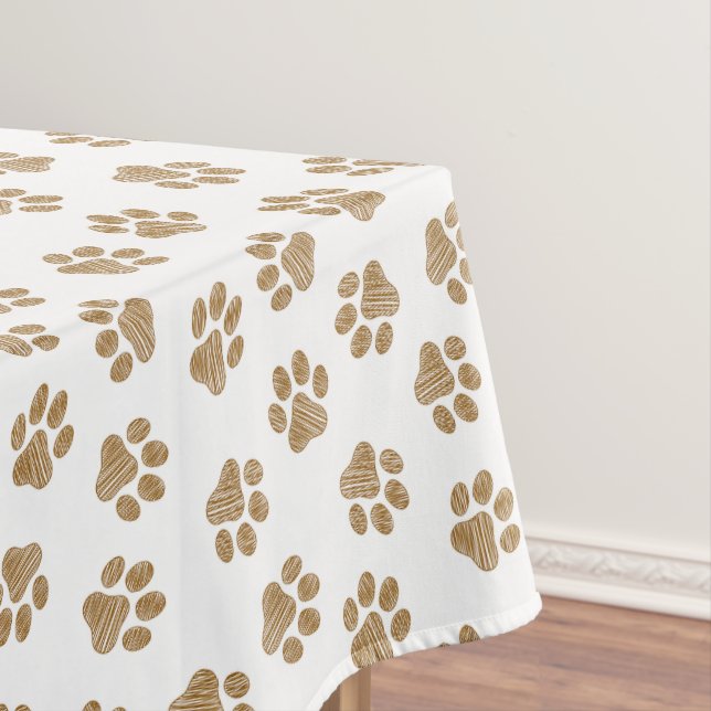 Doodle Paws, Dog Paws, Orange Gold Paws Tablecloth (In Situ)