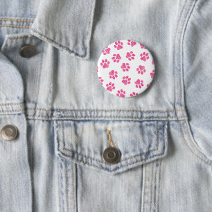Doodle Paws, Dog Paws, Pink Paws 2 Inch Round Button