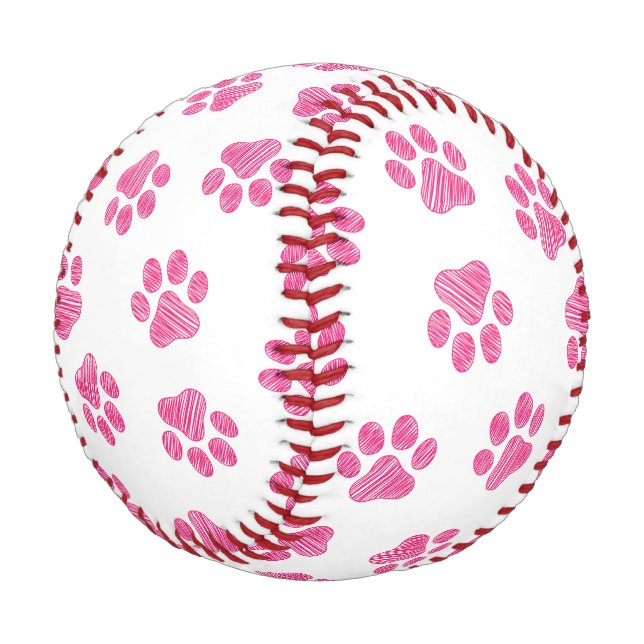 Doodle Paws, Dog Paws, Pink Paws Baseball (Angled)