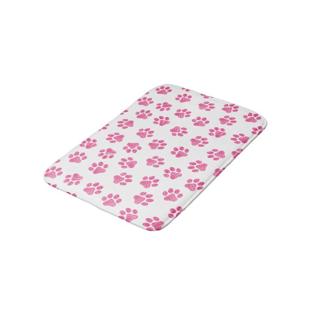 Doodle Paws, Dog Paws, Pink Paws Bath Mat (Angled)