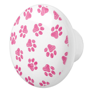 Doodle Paws, Dog Paws, Pink Paws Ceramic Knob