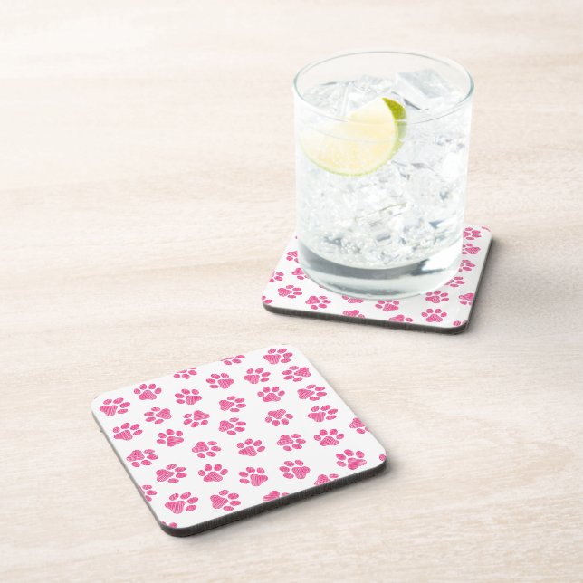 Doodle Paws, Dog Paws, Pink Paws Coaster (Right Side)