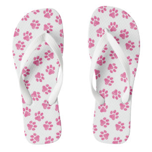 Doodle Paws, Dog Paws, Pink Paws Flip Flops