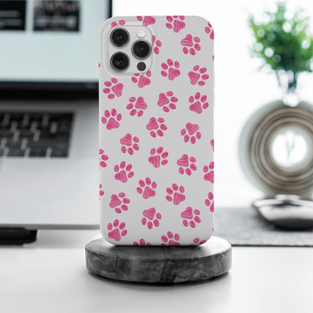 Doodle Paws, Dog Paws, Pink Paws iPhone Case (Creator Uploaded)