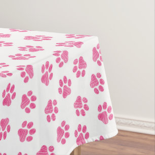 Doodle Paws, Dog Paws, Pink Paws Tablecloth