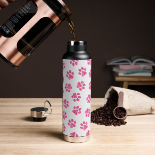 Doodle Paws, Dog Paws, Pink Paws Water Bottle