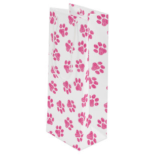 Doodle Paws, Dog Paws, Pink Paws Wine Gift Bag
