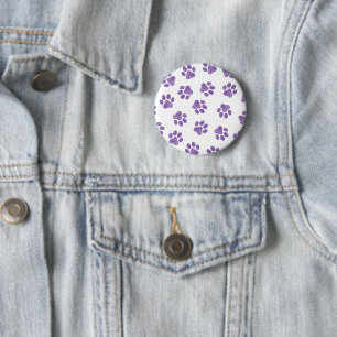 Doodle Paws, Dog Paws, Purple Paws 2 Inch Round Button