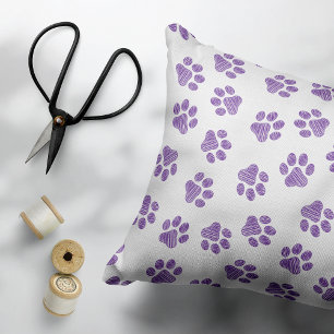 Doodle Paws, Dog Paws, Purple Paws Accent Pillow