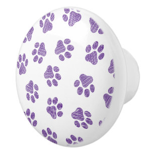 Doodle Paws, Dog Paws, Purple Paws Ceramic Knob