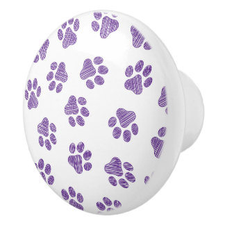 Doodle Paws, Dog Paws, Purple Paws Ceramic Knob