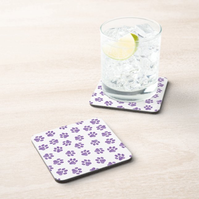 Doodle Paws, Dog Paws, Purple Paws Coaster (Right Side)