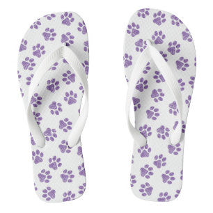 Doodle Paws, Dog Paws, Purple Paws Flip Flops