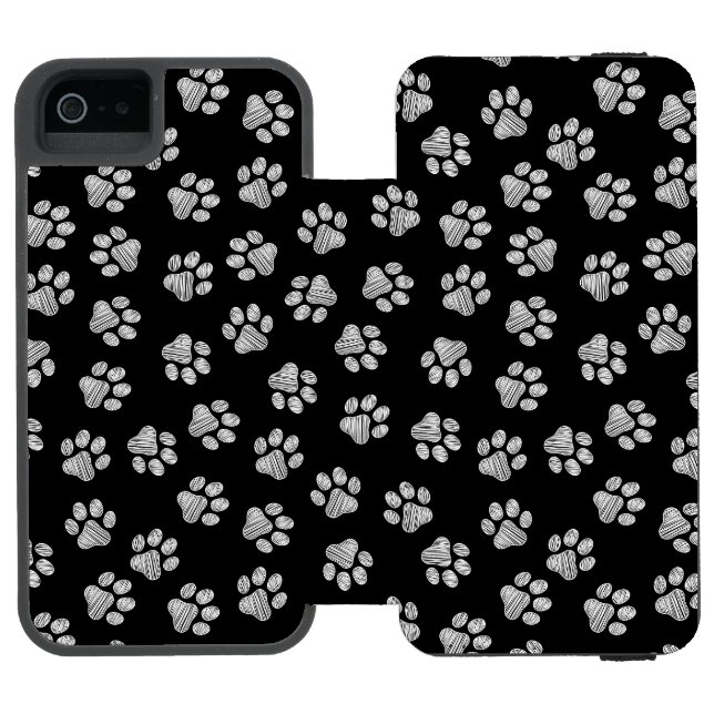 Doodle Paws, Dog Paws, White Paws Incipio iPhone Wallet Case (Folio Open)
