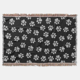 Doodle Paws, Dog Paws, White Paws Throw Blanket