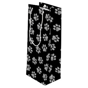Doodle Paws, Dog Paws, White Paws Wine Gift Bag