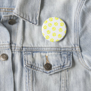 Doodle Paws, Dog Paws, Yellow Paws 2 Inch Round Button