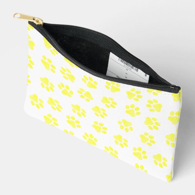 Doodle Paws, Dog Paws, Yellow Paws Accessory Pouch (Open)