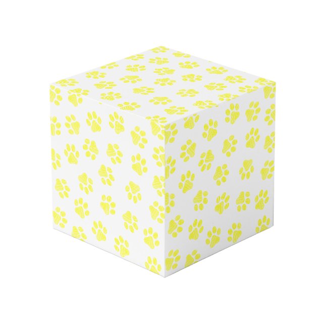 Doodle Paws, Dog Paws, Yellow Paws Cube (Front Angled)
