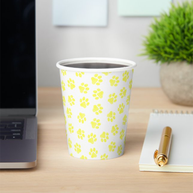 Doodle Paws, Dog Paws, Yellow Paws Paper Cups (Insitu)
