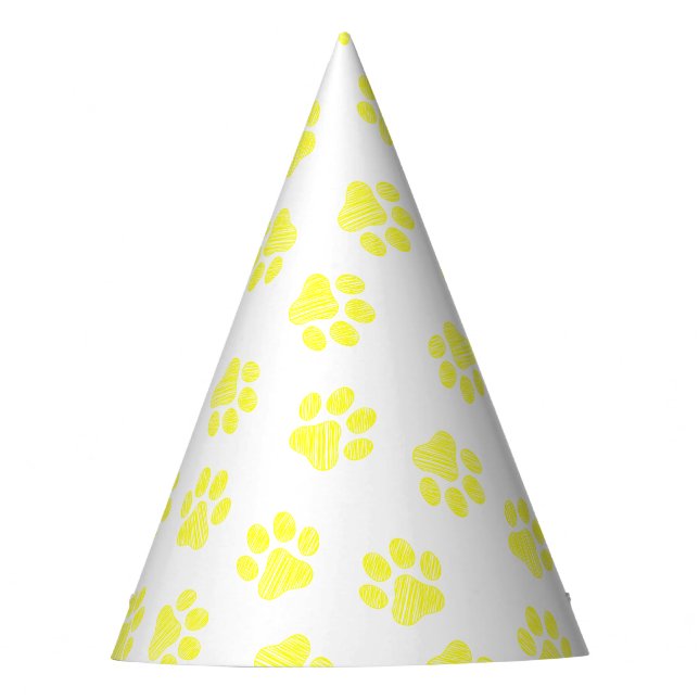 Doodle Paws, Dog Paws, Yellow Paws Party Hat (Front)