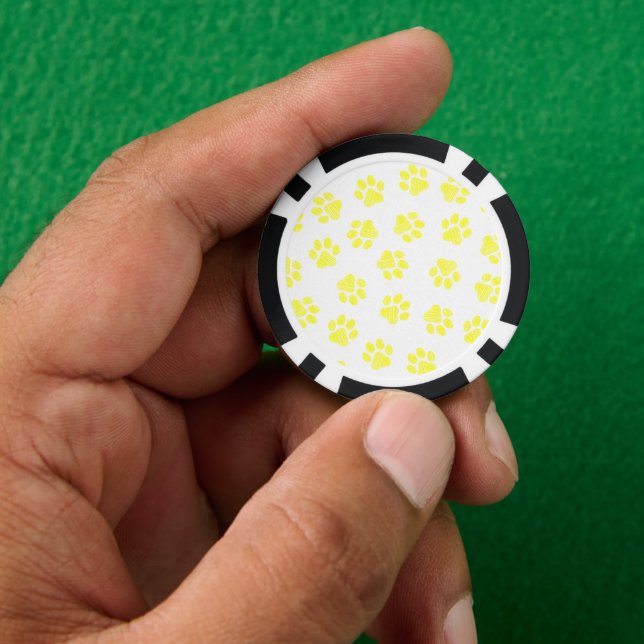 Doodle Paws, Dog Paws, Yellow Paws Poker Chips (Hand)