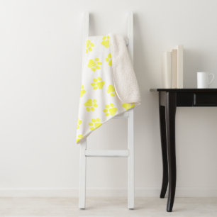 Doodle Paws, Dog Paws, Yellow Paws Sherpa Blanket