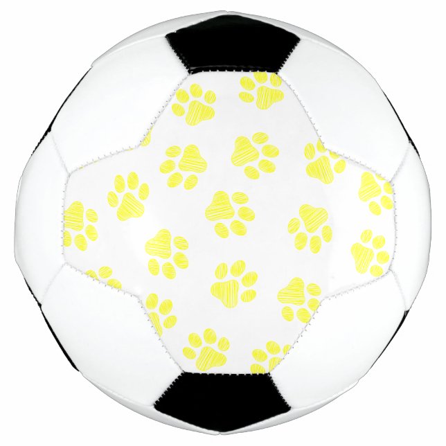 Doodle Paws, Dog Paws, Yellow Paws Soccer Ball (Front)