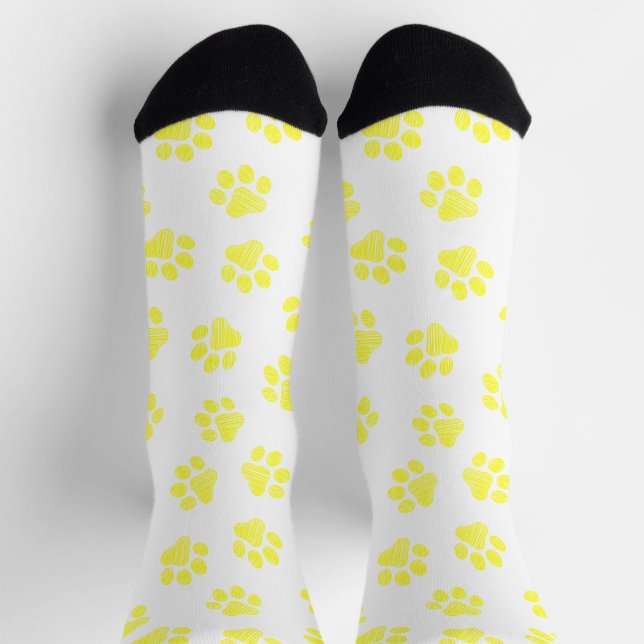 Doodle Paws, Dog Paws, Yellow Paws Socks (Top)